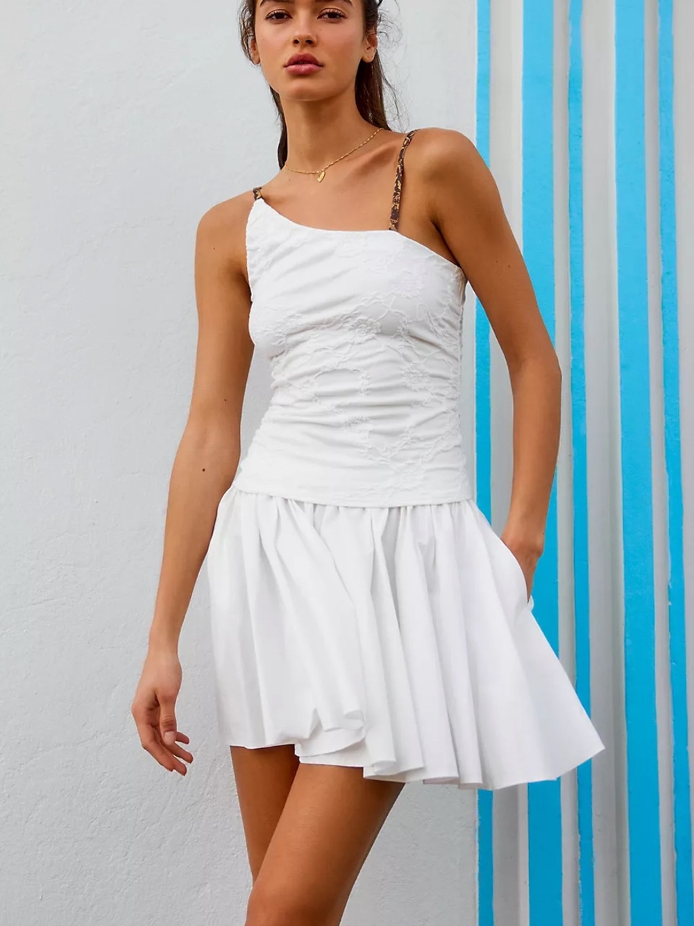 Free People Gaia Skirt White 100% Cotton Poplin Size XS Pockets Preppy Summer